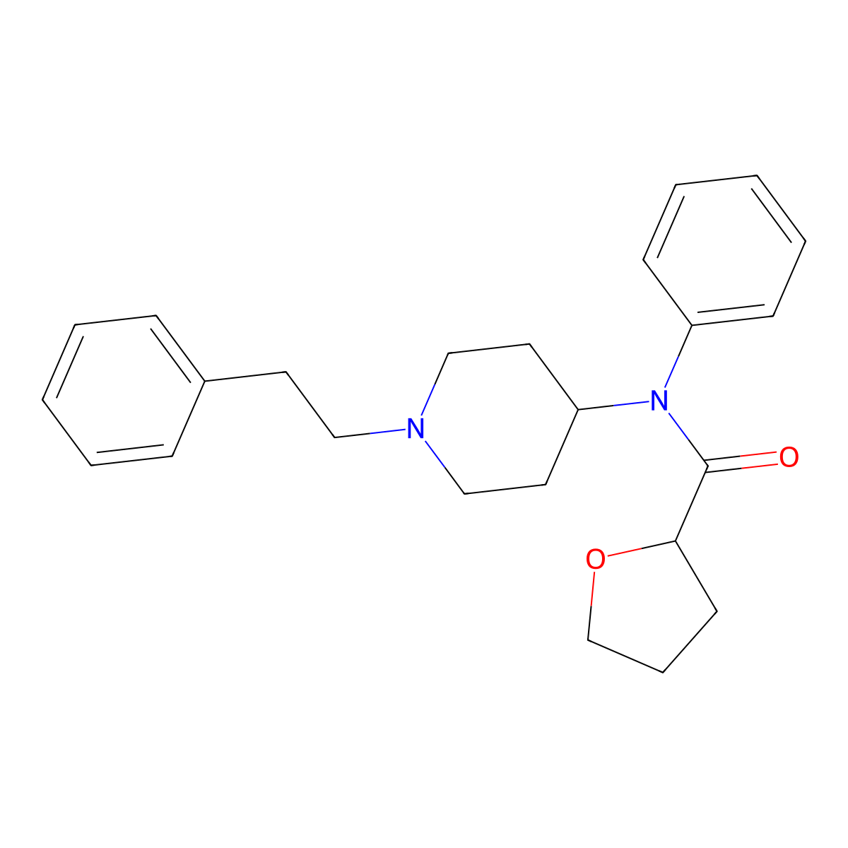 Tetrahydrofuranyl fentanyl molecular structure, CAS 2142571-01-3