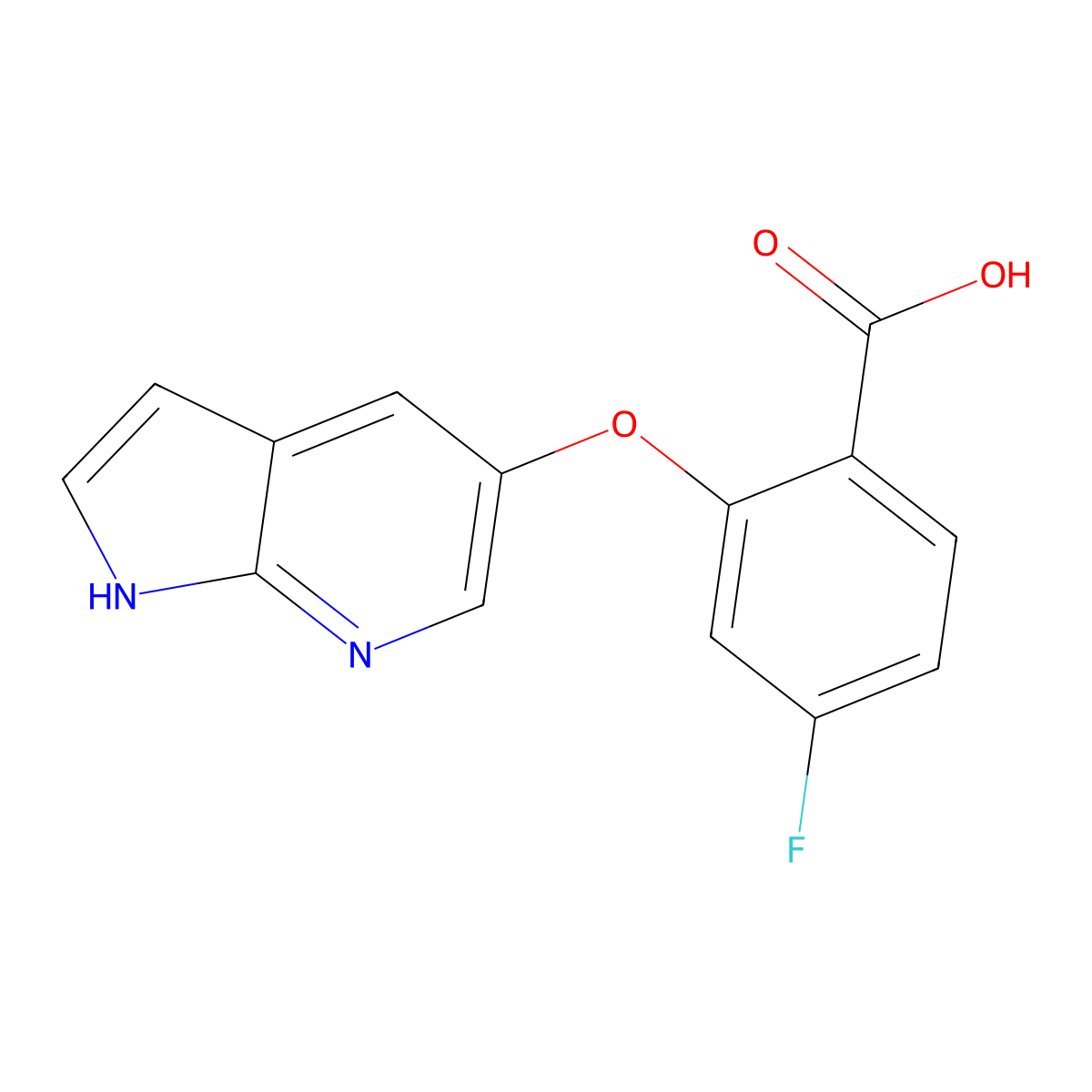 4-fluoro-2-(1H-pyrrolo[2,3-b]pyridin-5-yloxy)benzoic acid molecular structure, CAS 2142574-09-0