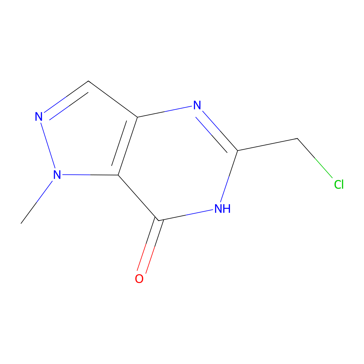 5-(chloromethyl)-1-methyl-1H-pyrazolo[4,3-d]pyrimidin-7-ol molecular structure, CAS 2142616-58-6