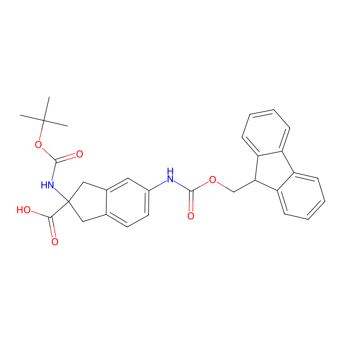 2-(N-Boc-amino)-5-(N-fmoc-amino)indan-2-carboxylic acid molecular structure, CAS 214262-84-7