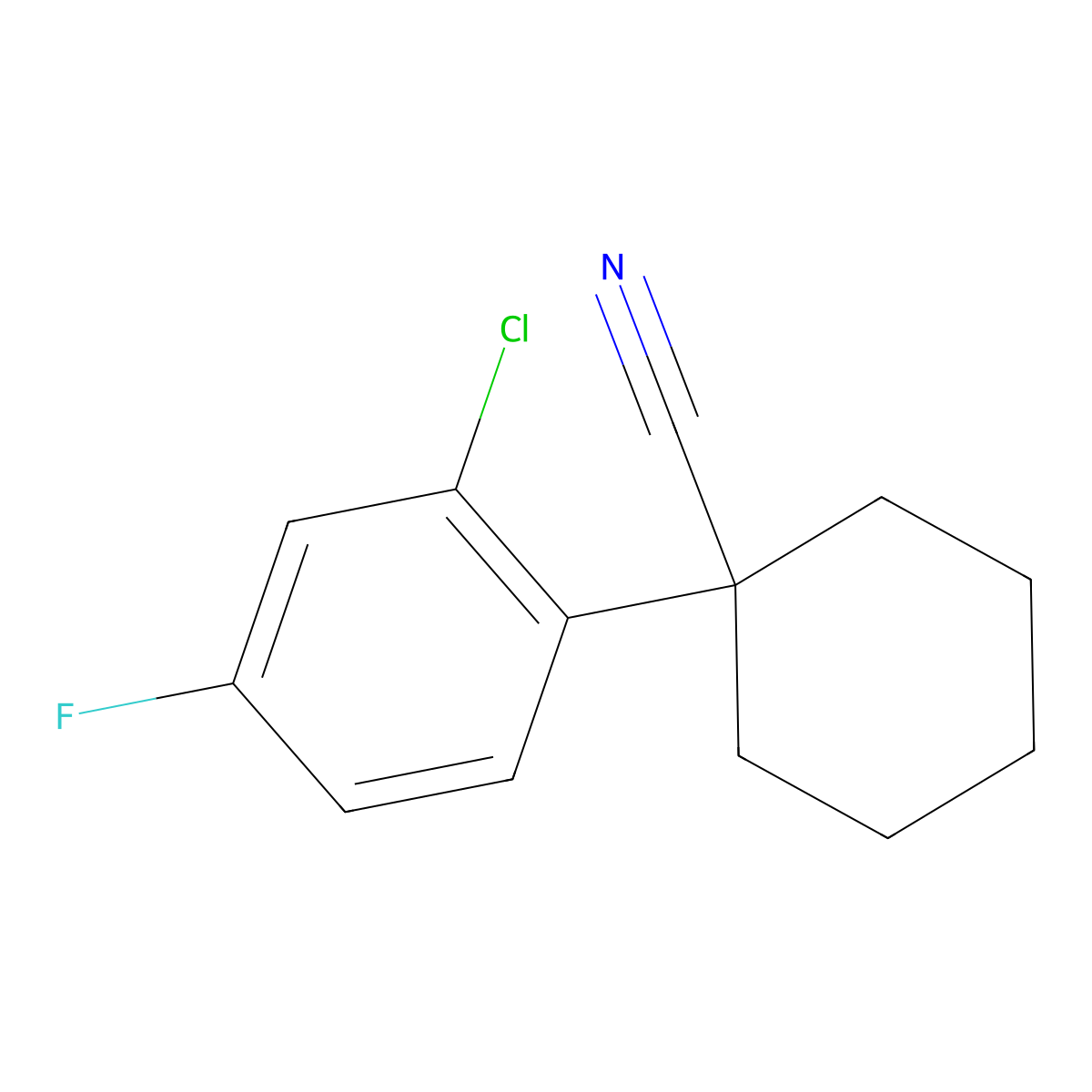 1-(2-Chloro-4-fluorophenyl)cyclohexanecarbonitrile molecular structure, CAS 214262-93-8