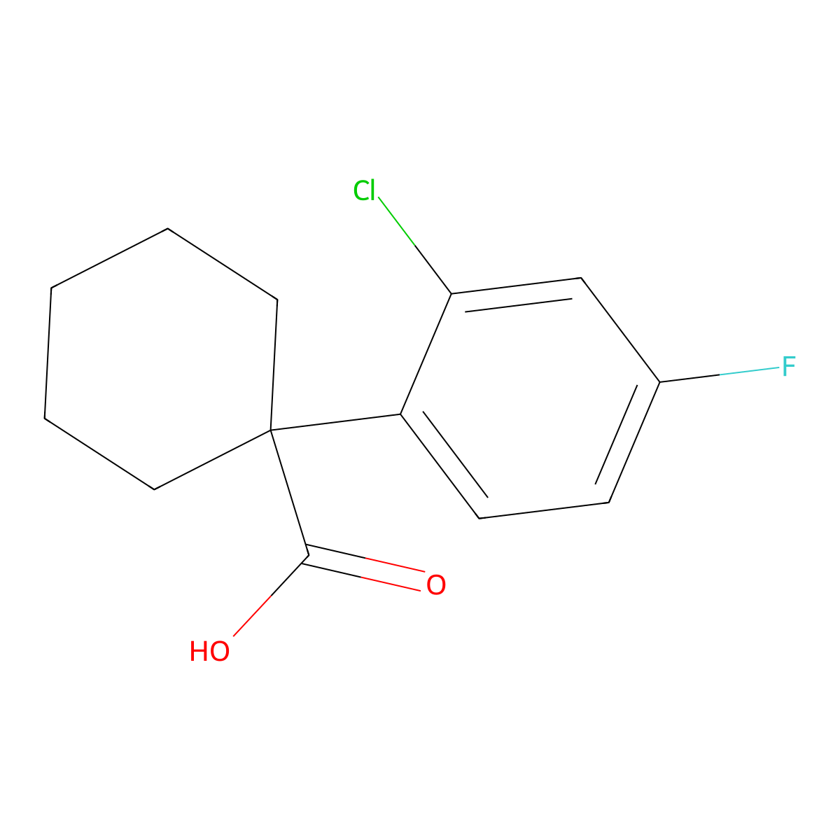 1-(2-Chloro-4-fluorophenyl)cyclohexanecarboxylic acid molecular structure, CAS 214263-02-2