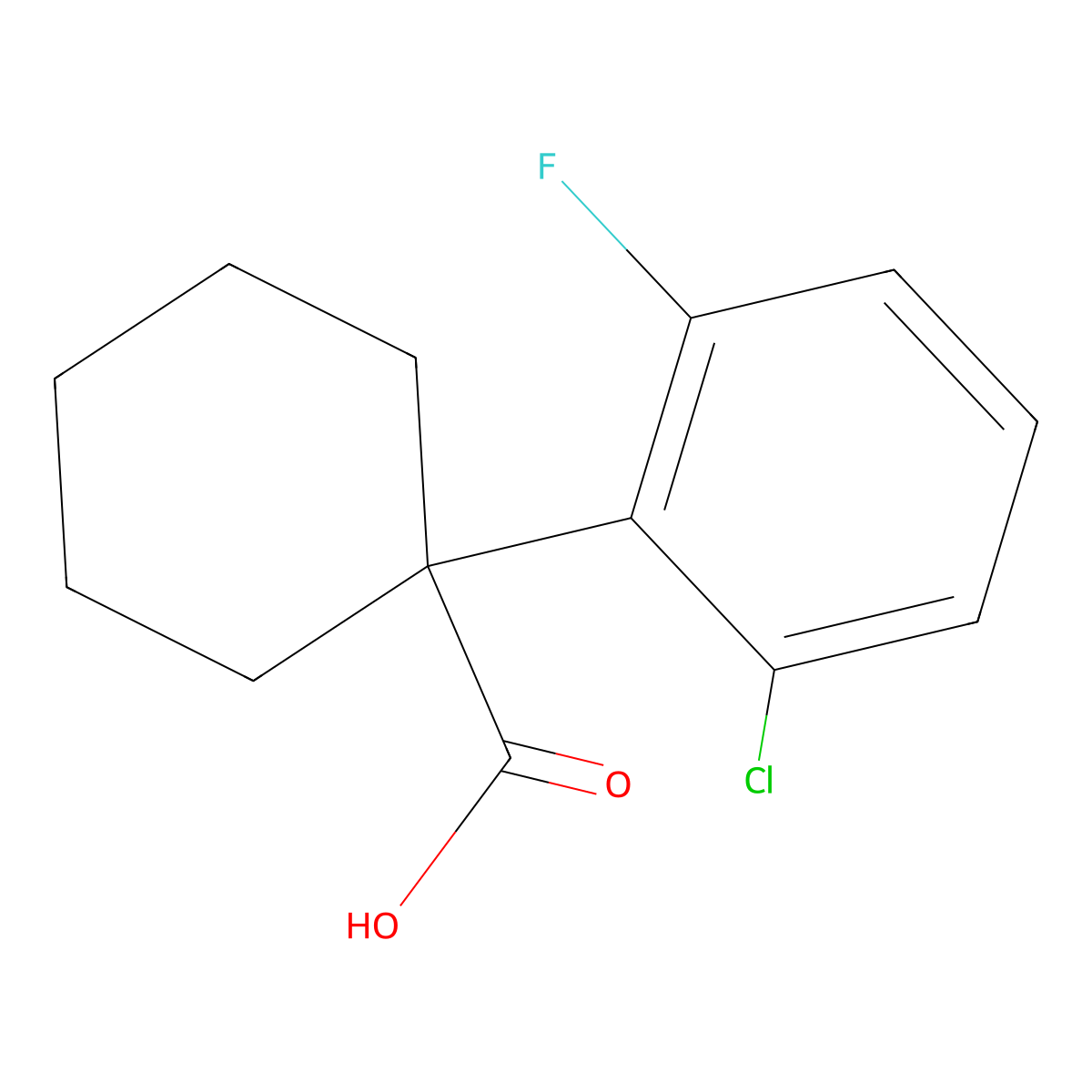 1-(2-Chloro-6-fluorophenyl)cyclohexanecarboxylic acid molecular structure, CAS 214263-04-4