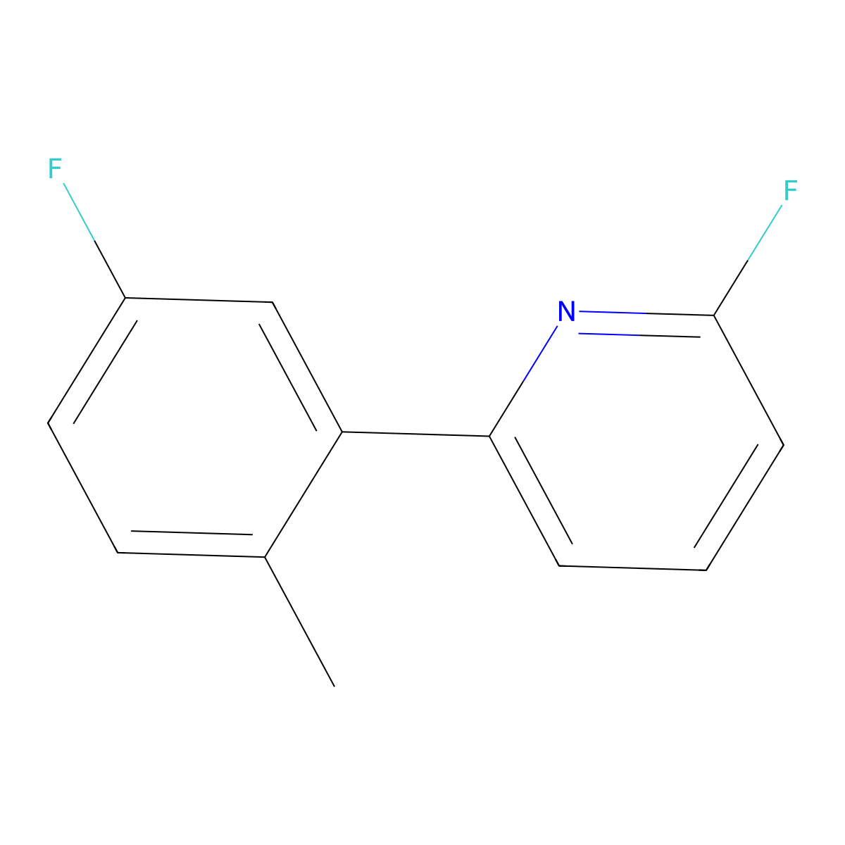 2-Fluoro-6-(5-fluoro-2-methylphenyl)pyridine molecular structure, CAS 2142657-51-8