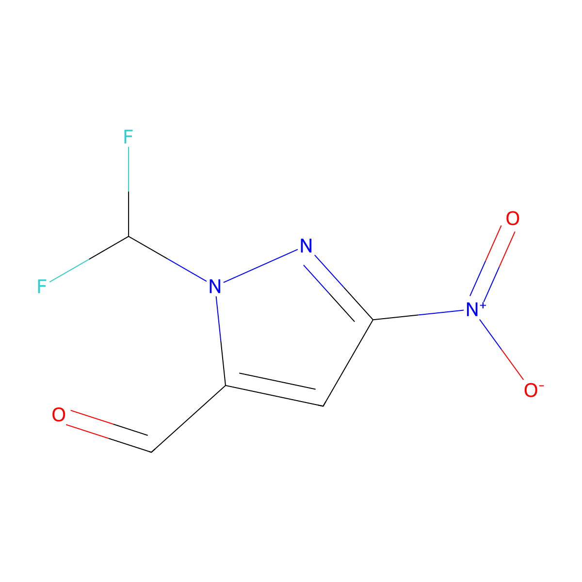 1-(Difluoromethyl)-3-nitro-1H-pyrazole-5-carbaldehyde molecular structure, CAS 2142660-17-9