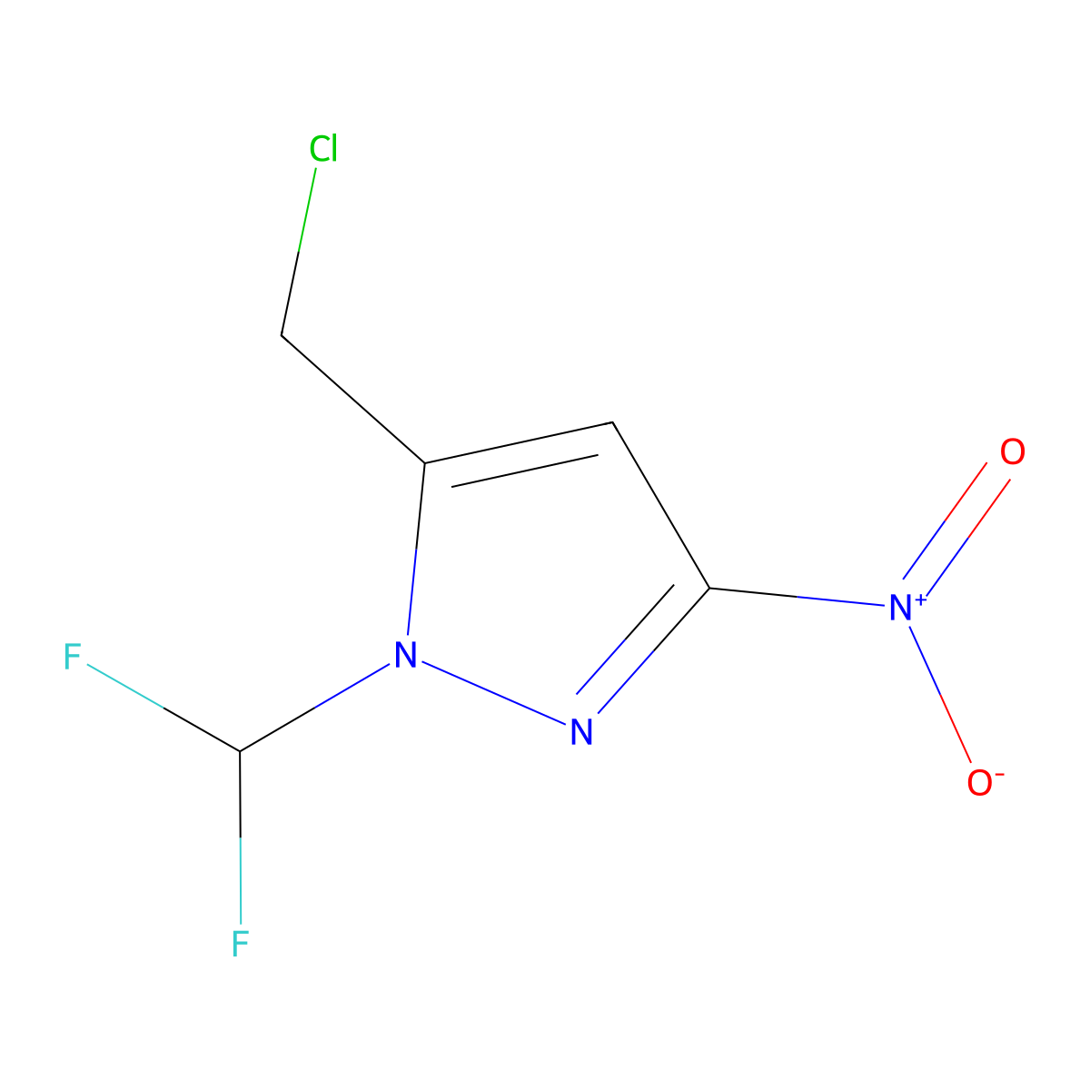 5-(Chloromethyl)-1-(difluoromethyl)-3-nitro-1H-pyrazole molecular structure, CAS 2142660-26-0