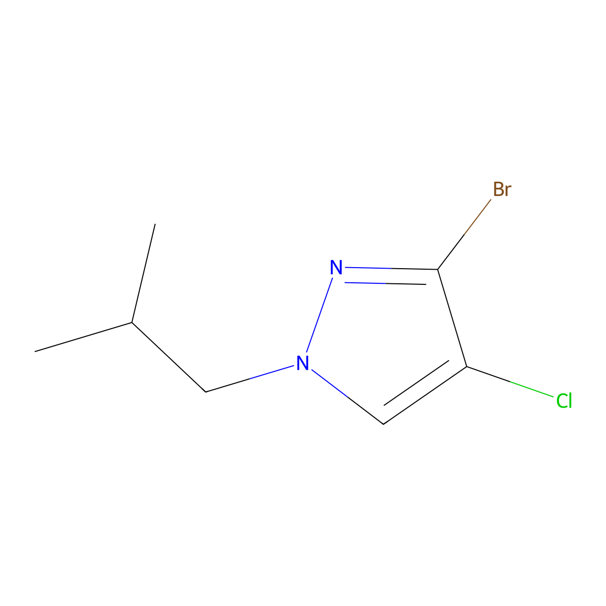 3-Bromo-4-chloro-1-isobutyl-1H-pyrazole molecular structure, CAS 2142660-27-1