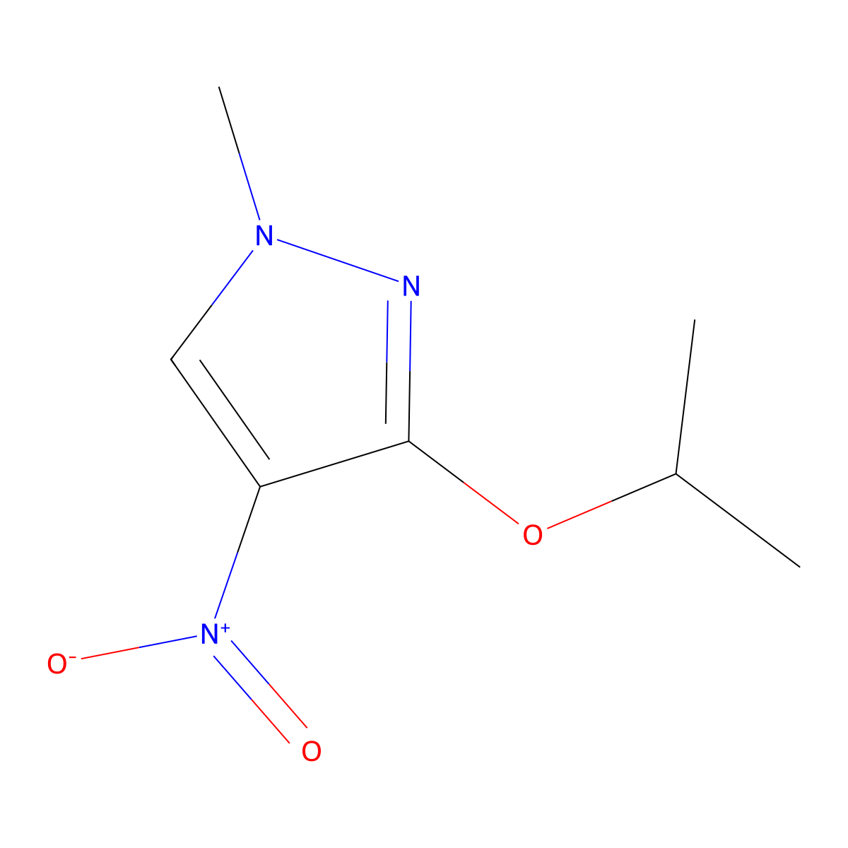 1-methyl-4-nitro-3-(propan-2-yloxy)-1H-pyrazole molecular structure, CAS 2142660-28-2