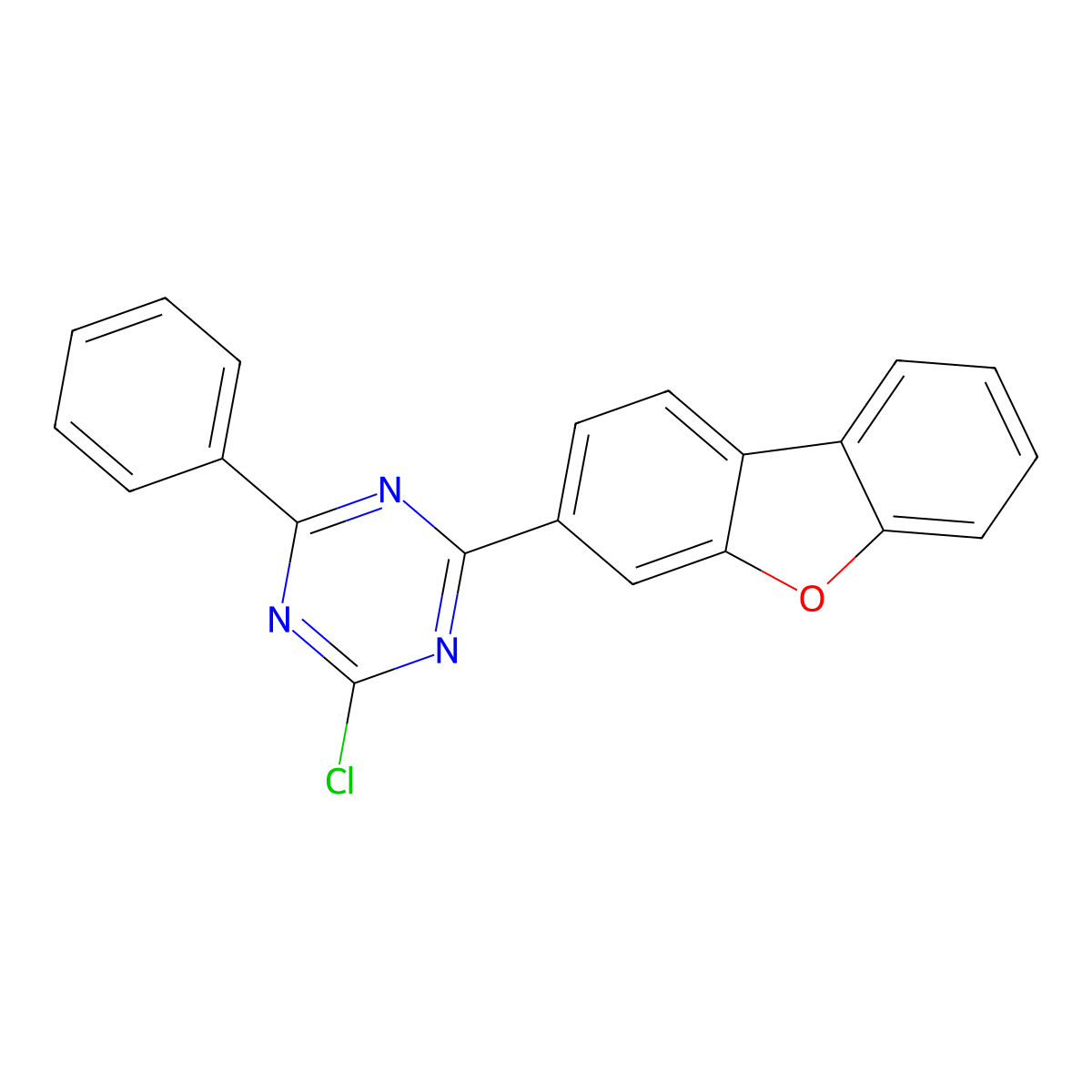 2-Chloro-4-(dibenzo[b,d]furan-3-yl)-6-phenyl-1,3,5-triazine molecular structure, CAS 2142681-84-1