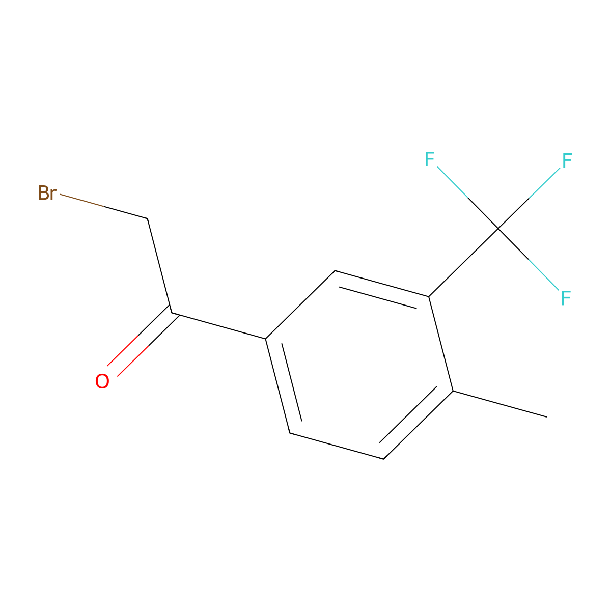 2-Bromo-1-[4-methyl-3-(trifluoromethyl)phenyl]ethan-1-one molecular structure, CAS 2142733-40-0