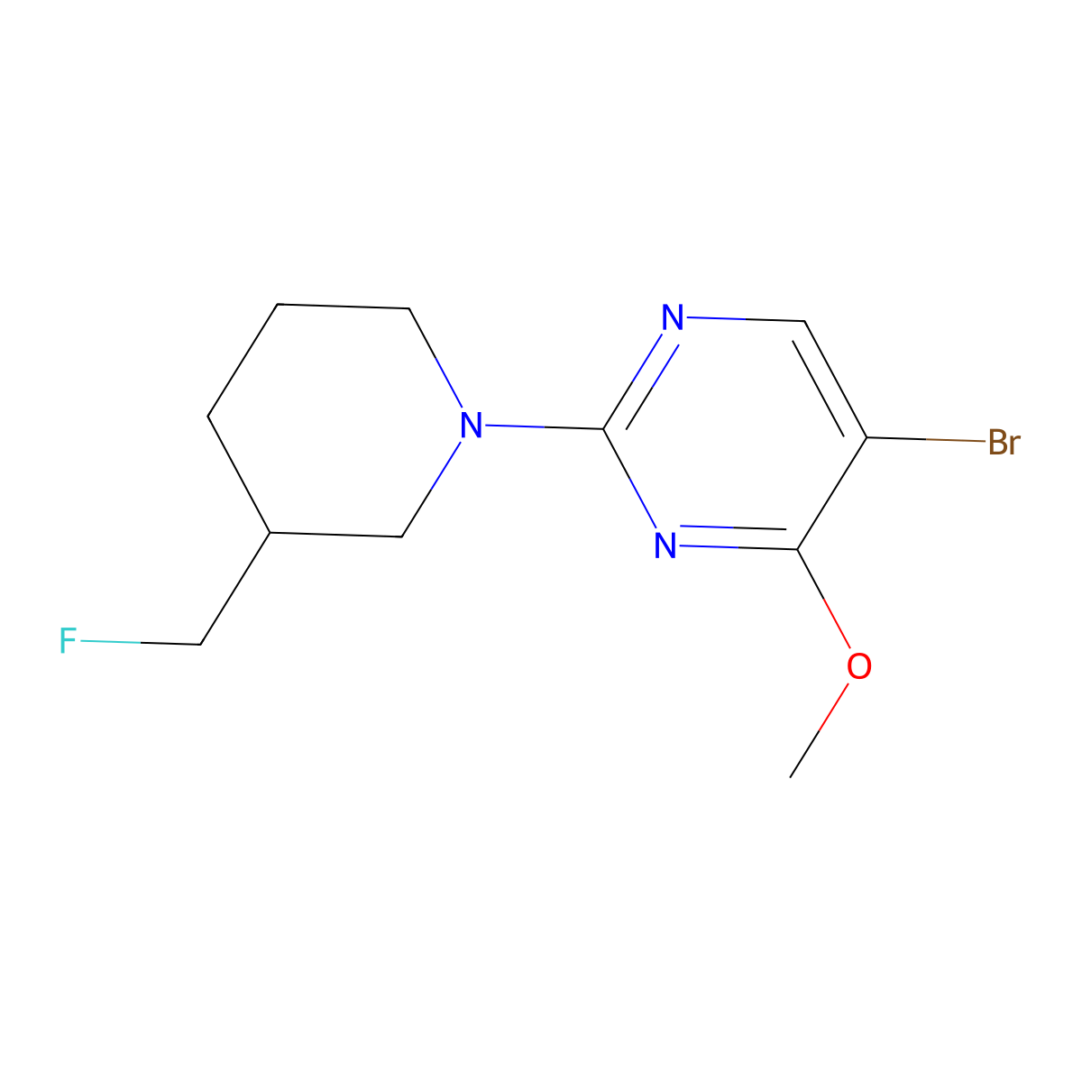 5-Bromo-2-[3-(fluoromethyl)piperidin-1-yl]-4-methoxypyrimidine molecular structure, CAS 2142750-89-6