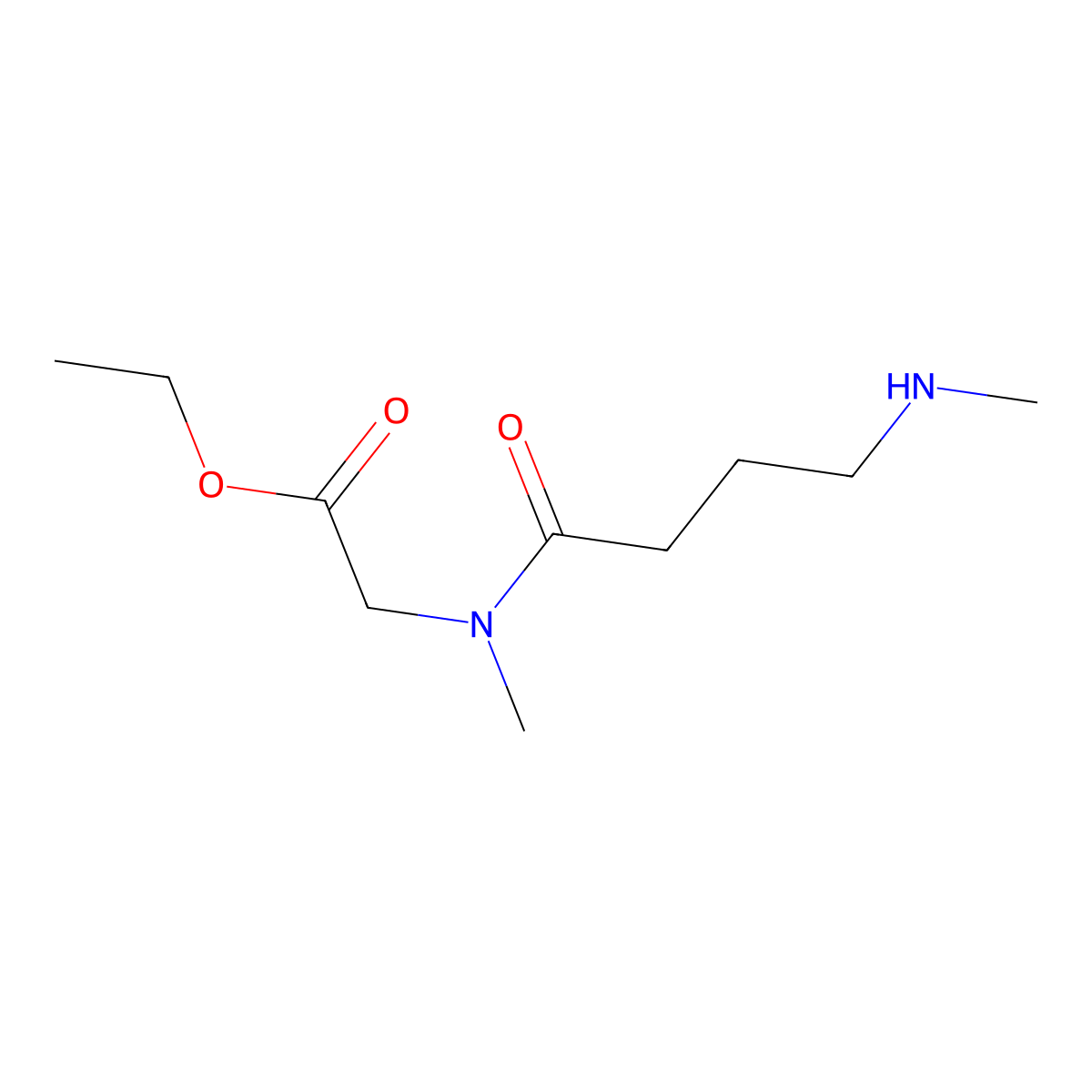 ethyl 2-[N-methyl-4-(methylamino)butanamido]acetate molecular structure, CAS 2142794-50-9