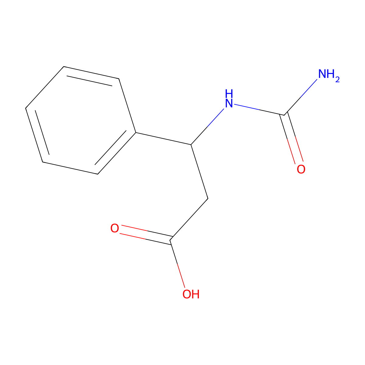 3-(Carbamoylamino)-3-phenylpropanoic acid molecular structure, CAS 21428-07-9