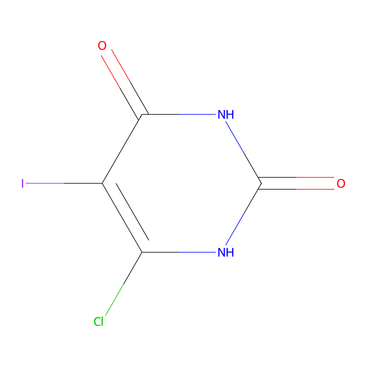 6-Chloro-5-iodopyrimidine-2,4-diol molecular structure, CAS 21428-28-4