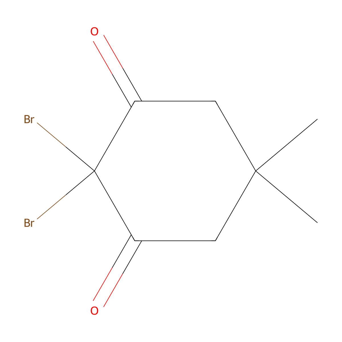 2,2-Dibromo-5,5-dimethylcyclohexane-1,3-dione molecular structure, CAS 21428-65-9