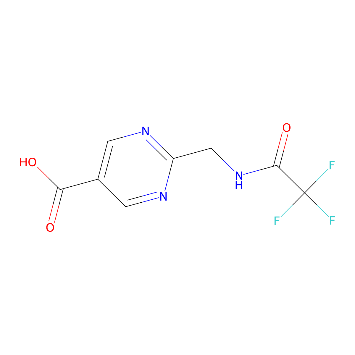2-[(Trifluoroacetamido)methyl]pyrimidine-5-carboxylic acid molecular structure, CAS 2142804-07-5