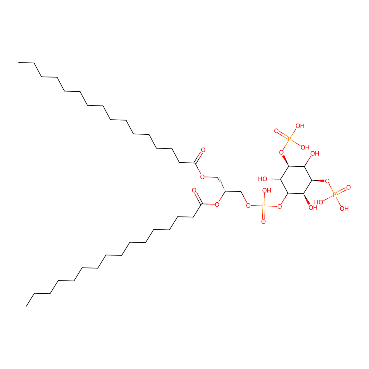 [(2R)-2-hexadecanoyloxy-3-[hydroxy-[(2R,3R,5S,6R)-2,4,6-trihydroxy-3,5-diphosphonooxycyclohexyl]oxyphosphoryl]oxypropyl] hexadecanoate molecular structure, CAS 214282-36-7