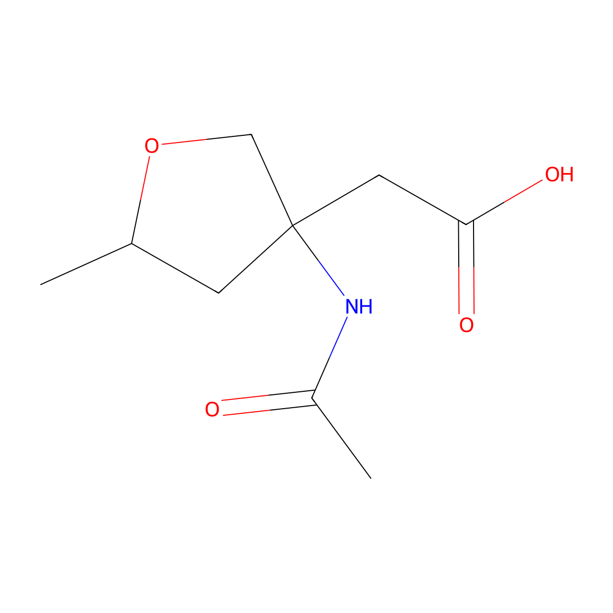 2-(3-Acetamido-5-methyloxolan-3-yl)acetic acid molecular structure, CAS 2142865-14-1