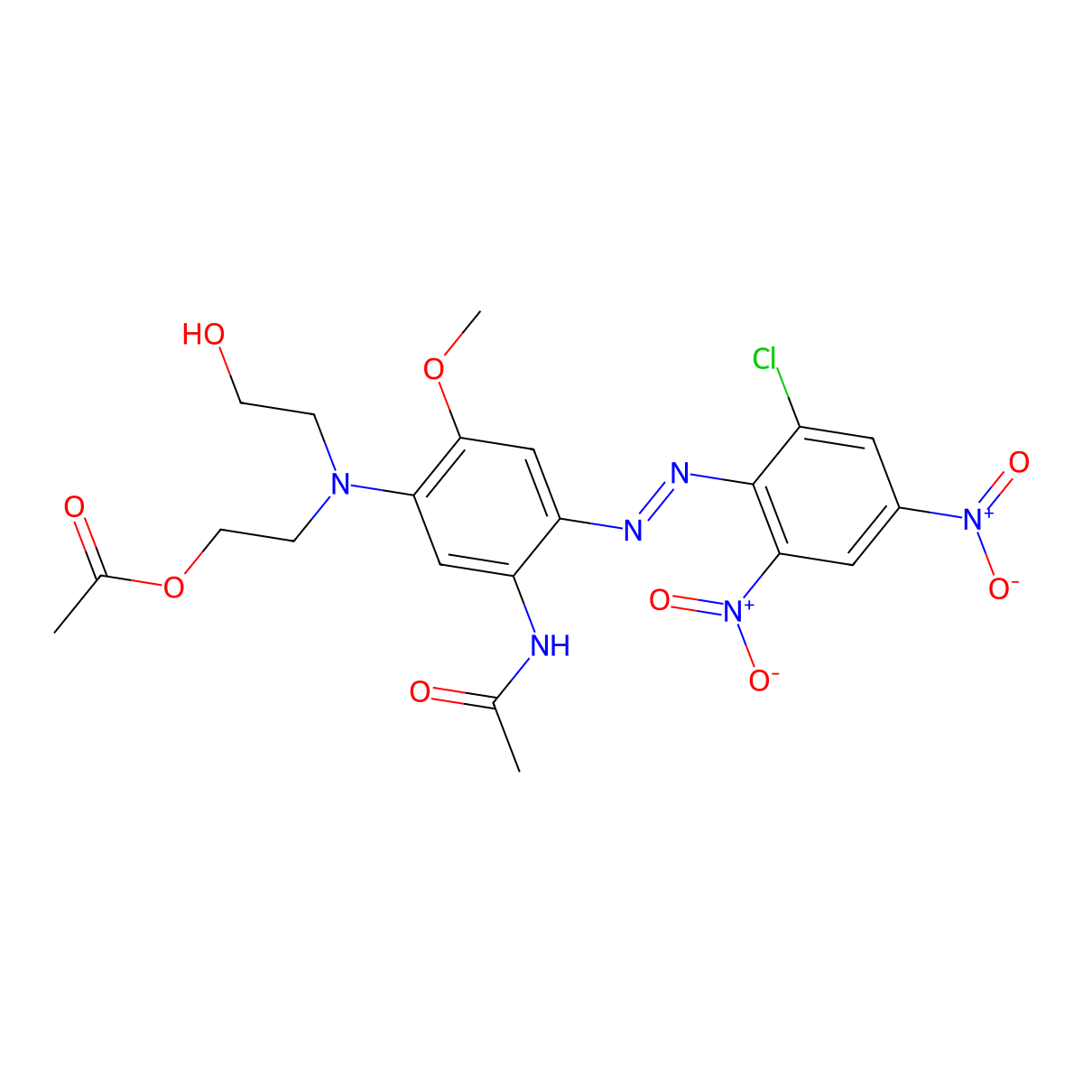2-[[5-Acetamido-4-[(2-chloro-4,6-dinitrophenyl)azo]-2-methoxyphenyl](2-hydroxyethyl)amino]ethyl acetate molecular structure, CAS 21429-42-5
