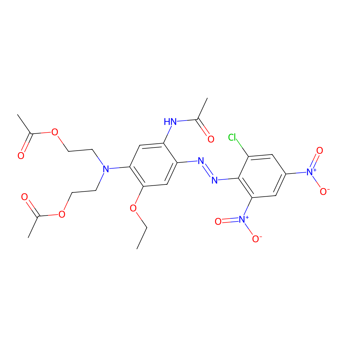 N-[5-[Bis[2-(acetyloxy)ethyl]amino]-2-[2-(2-chloro-4,6-dinitrophenyl)diazenyl]-4-ethoxyphenyl]acetamide molecular structure, CAS 21429-43-6