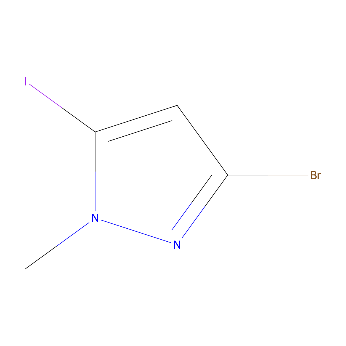 3-Bromo-5-iodo-1-methyl-1H-pyrazole molecular structure, CAS 2142958-13-0