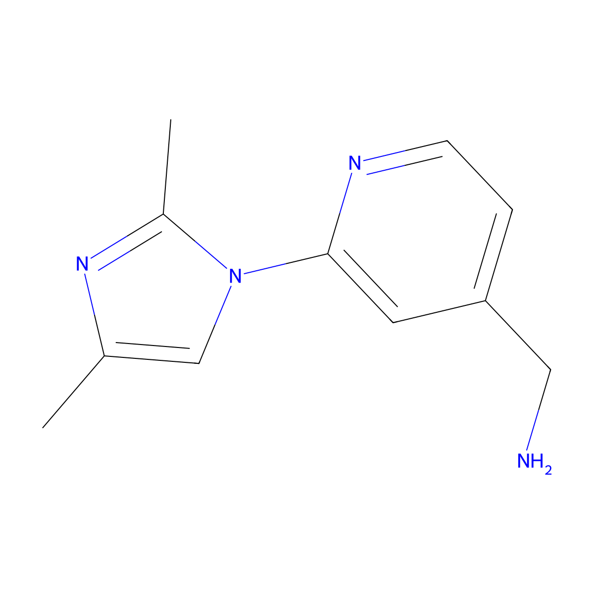 1-[2-(2,4-dimethyl-1H-imidazol-1-yl)pyridin-4-yl]methanamine molecular structure, CAS 2142999-66-2