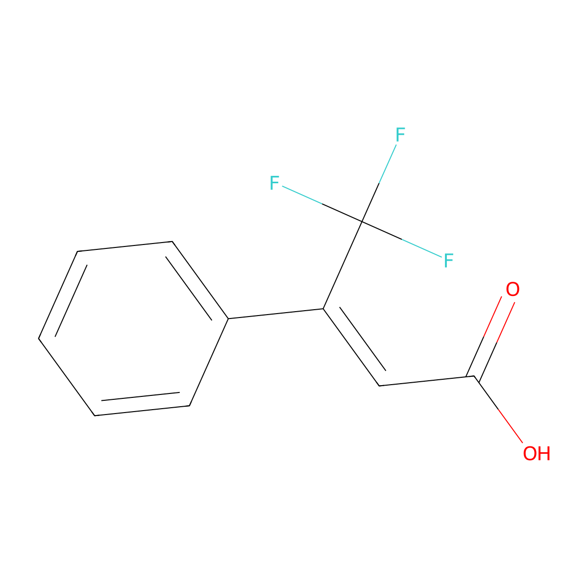 4,4,4-Trifluoro-3-phenylbut-2-enoic acid molecular structure, CAS 2143-93-3
