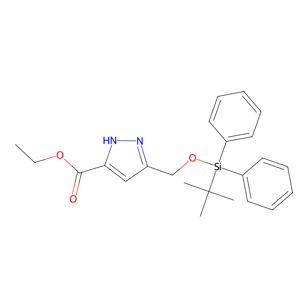 ethyl 5-(((tert-butyldiphenylsilyl)oxy)methyl)-1H-pyrazole-3-carboxylate molecular structure, CAS 2143010-92-6