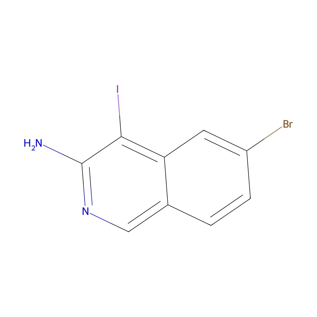 6-Bromo-4-iodoisoquinolin-3-amine molecular structure, CAS 2143040-26-8