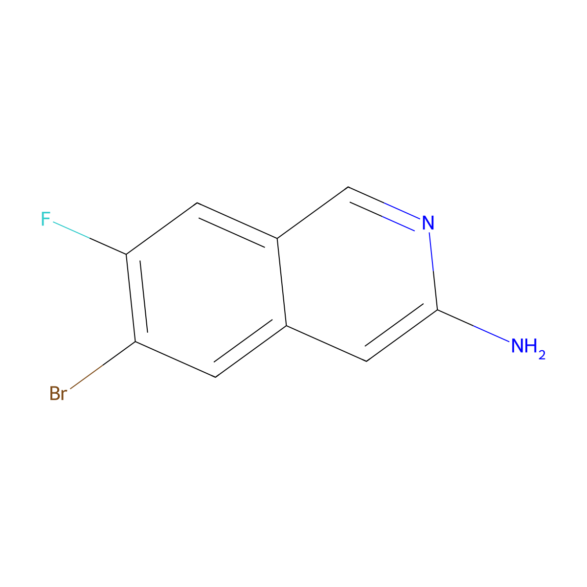 6-Bromo-7-fluoroisoquinolin-3-amine molecular structure, CAS 2143040-28-0