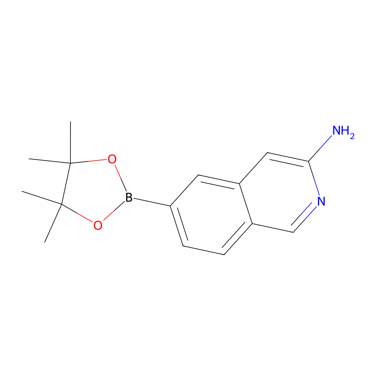 6-(4,4,5,5-Tetramethyl-1,3,2-dioxaborolan-2-yl)isoquinolin-3-amine molecular structure, CAS 2143040-51-9
