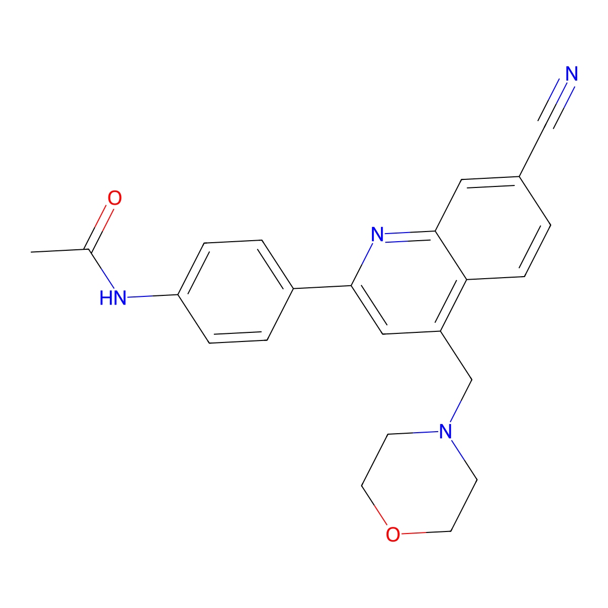 N-(4-{7-cyano-4-[(morpholin-4-yl)methyl]quinolin-2-yl}phenyl)acetamide molecular structure, CAS 2143072-85-7