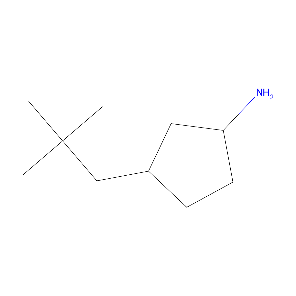 3-(2,2-dimethylpropyl)cyclopentan-1-amine,Mixtureofdiastereomers molecular structure, CAS 2143173-25-3