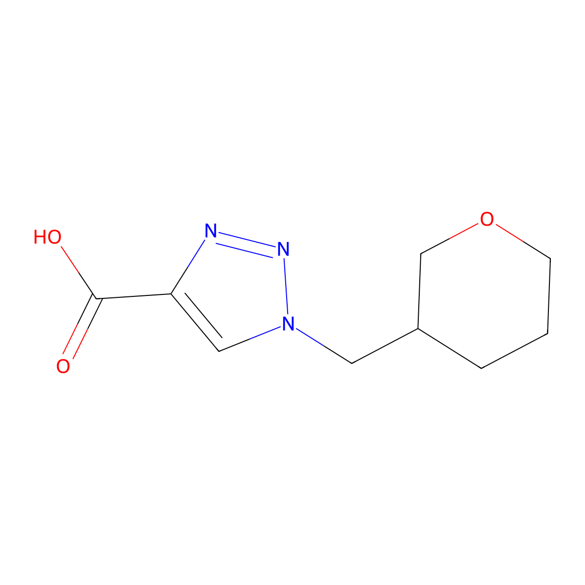 1-[(oxan-3-yl)methyl]-1H-1,2,3-triazole-4-carboxylic acid molecular structure, CAS 2143190-06-9