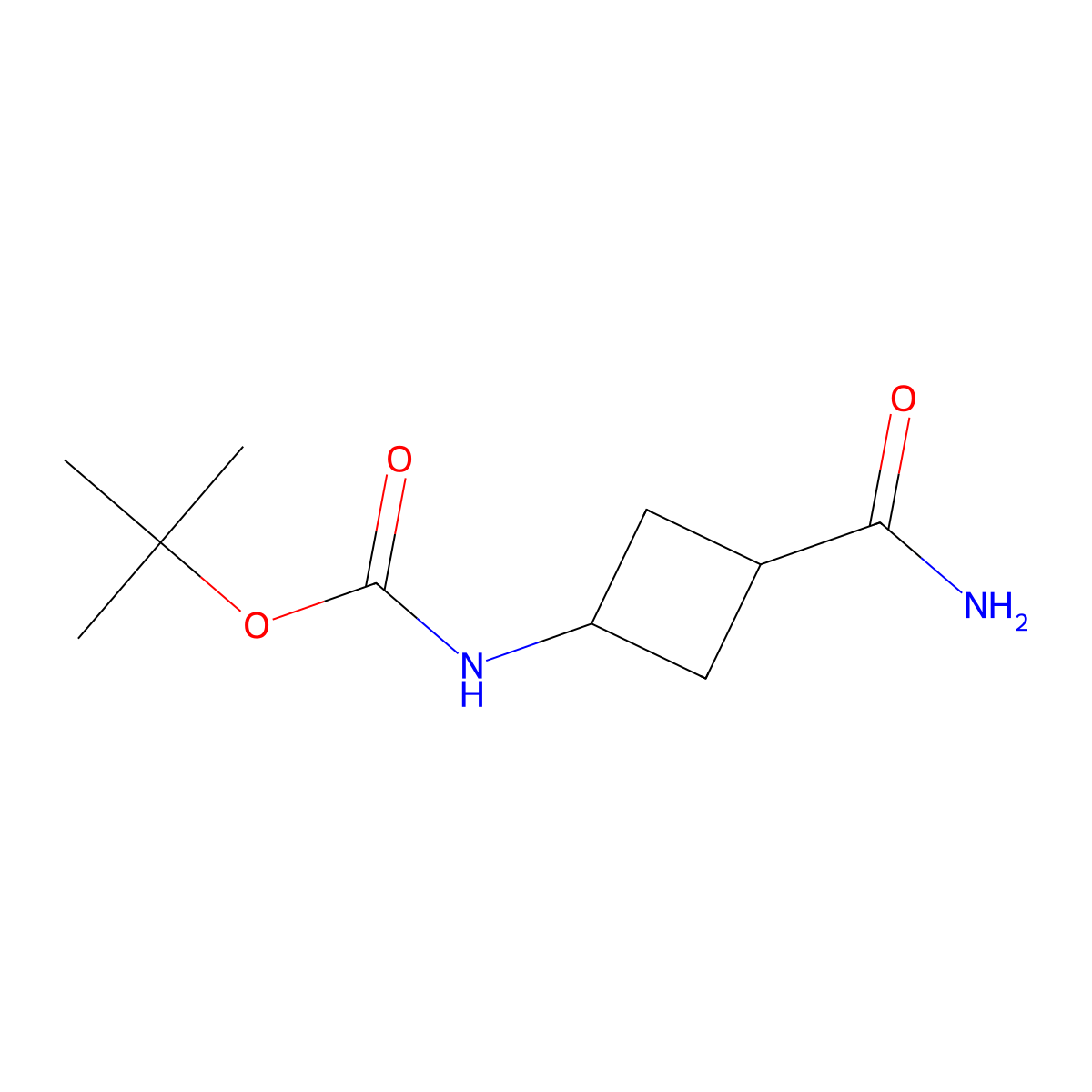 tert-butyl N-(3-carbamoylcyclobutyl)carbamate molecular structure, CAS 2143202-33-7