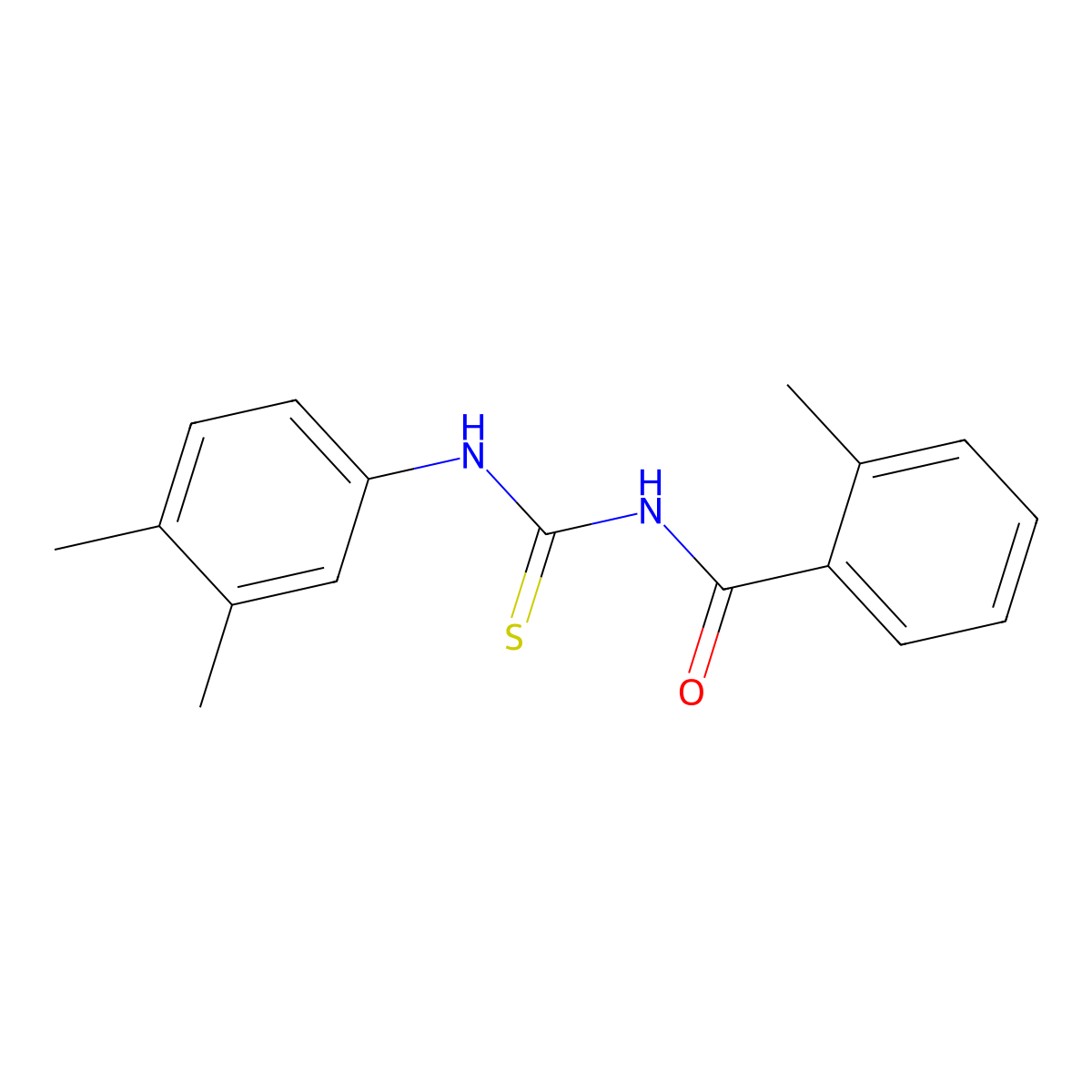 N-[(3,4-dimethylphenyl)carbamothioyl]-2-methylbenzamide molecular structure, CAS 214326-78-0
