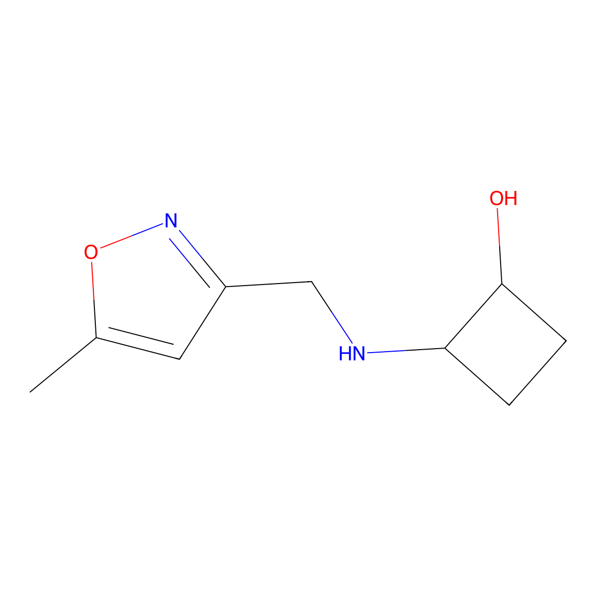 2-{[(5-Methyl-1,2-oxazol-3-yl)methyl]amino}cyclobutan-1-ol molecular structure, CAS 2143291-02-3