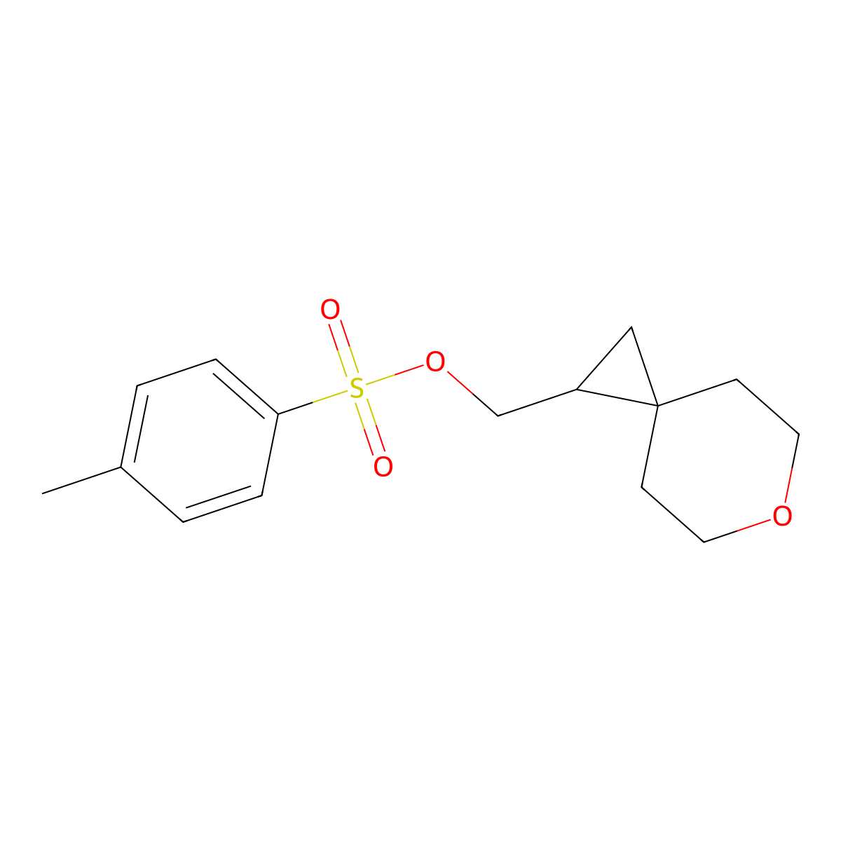 {6-Oxaspiro[2.5]octan-1-yl}methyl 4-methylbenzene-1-sulfonate molecular structure, CAS 2143292-84-4
