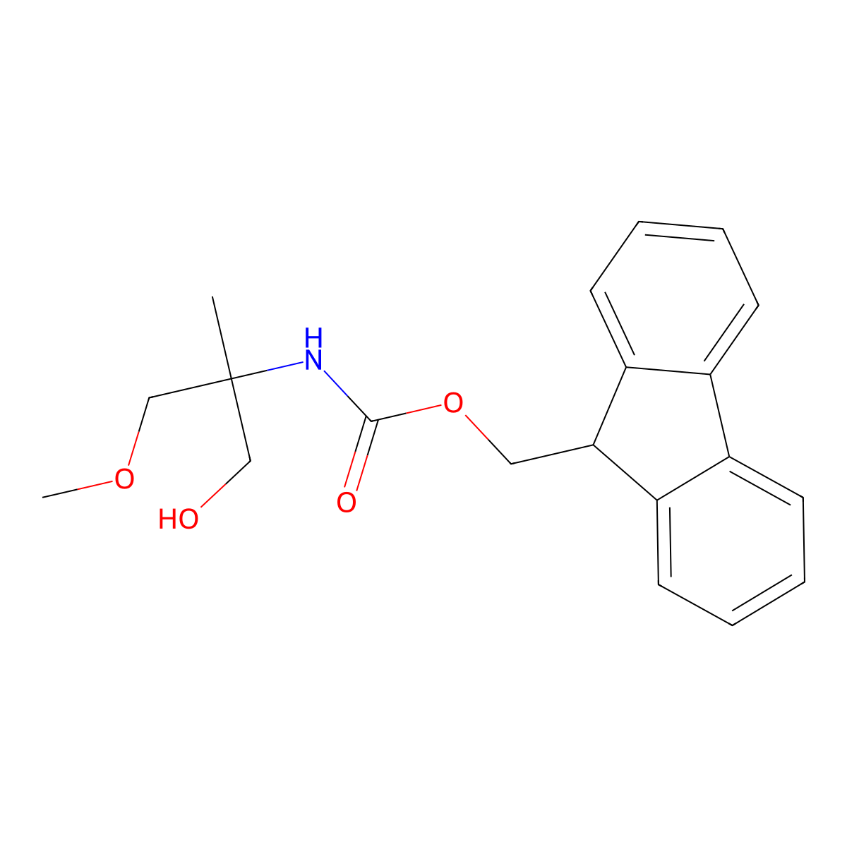 (9H-fluoren-9-yl)methyl N-(1-hydroxy-3-methoxy-2-methylpropan-2-yl)carbamate molecular structure, CAS 2143305-15-9