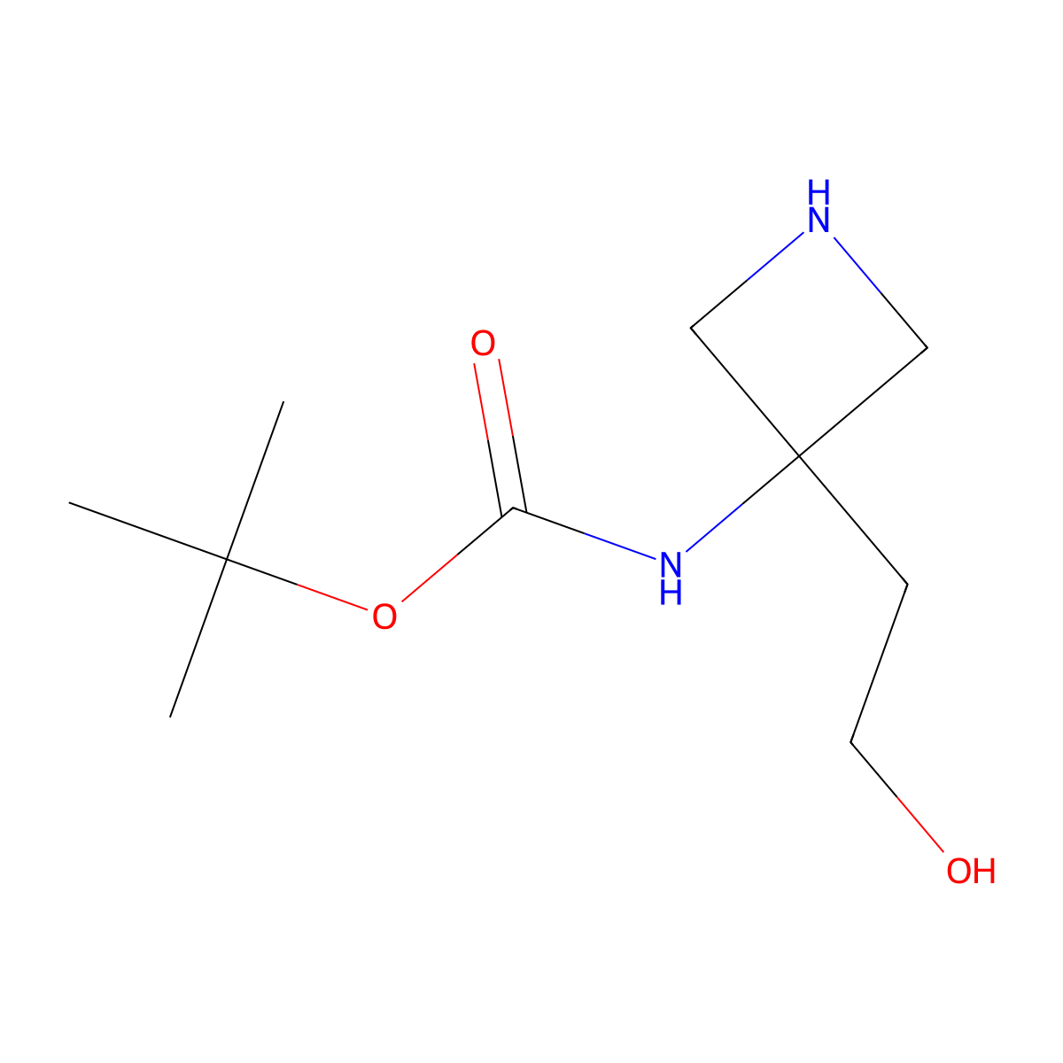 tert-butyl N-[3-(2-hydroxyethyl)azetidin-3-yl]carbamate molecular structure, CAS 2143310-54-5
