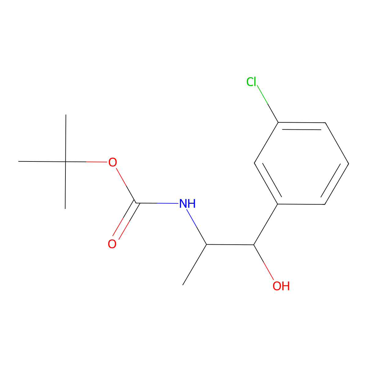 tert-butyl N-[1-(3-chlorophenyl)-1-hydroxypropan-2-yl]carbamate molecular structure, CAS 2143386-88-1