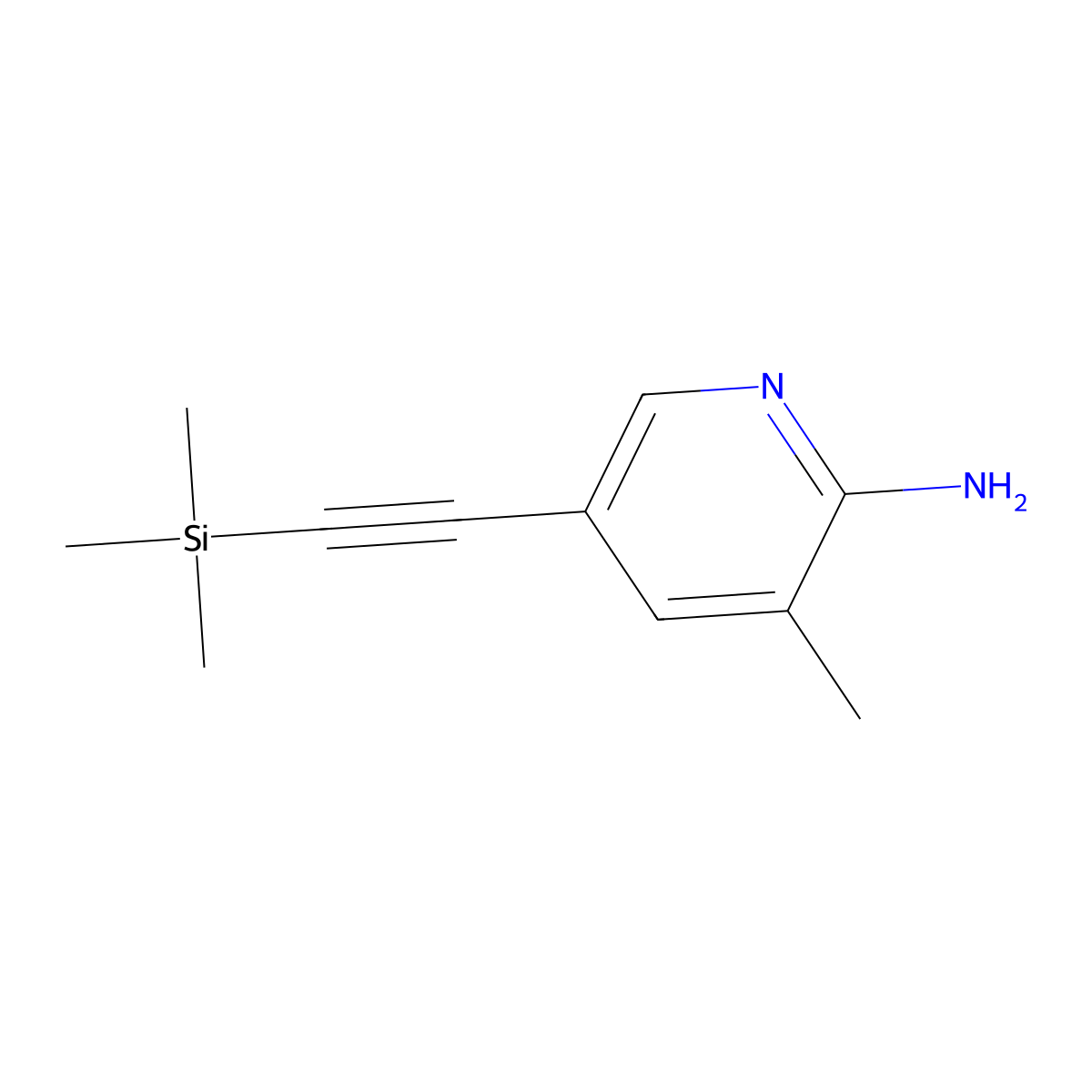 3-Methyl-5-((trimethylsilyl)ethynyl)pyridin-2-amine molecular structure, CAS 2143464-73-5