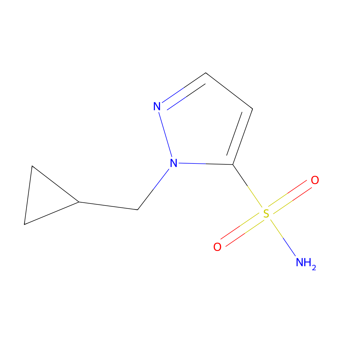 1-(cyclopropylmethyl)-1H-pyrazole-5-sulfonamide molecular structure, CAS 2143484-71-1