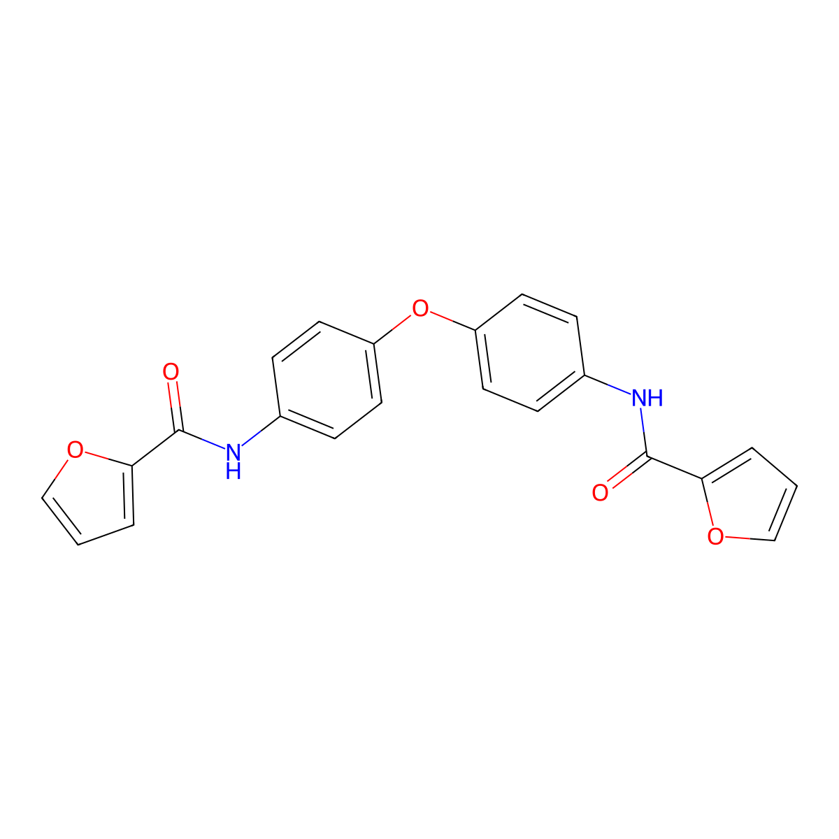N-[4-[4-(furan-2-carbonylamino)phenoxy]phenyl]furan-2-carboxamide molecular structure, CAS 214350-74-0