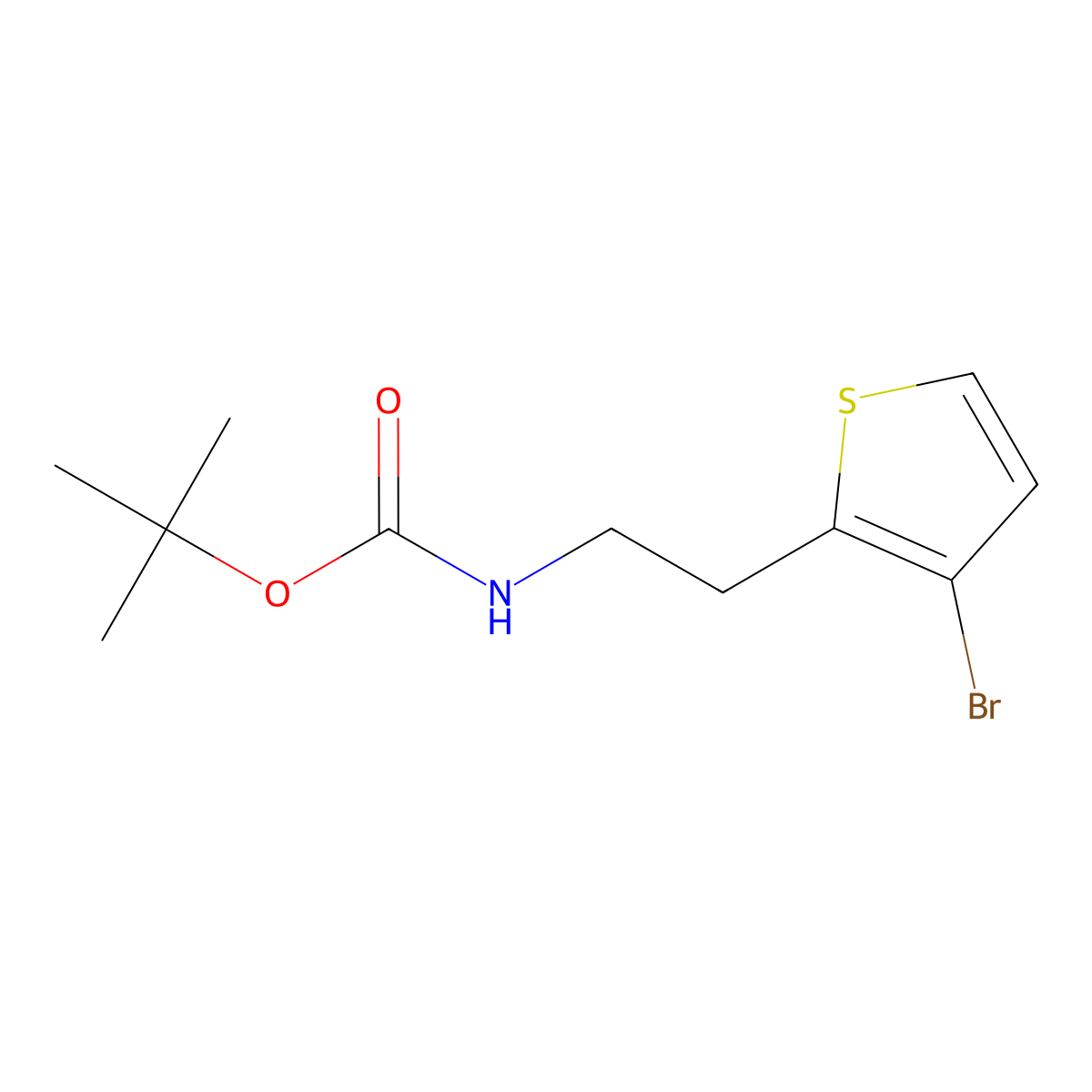 tert-butyl N-[2-(3-bromothiophen-2-yl)ethyl]carbamate molecular structure, CAS 2143528-87-2