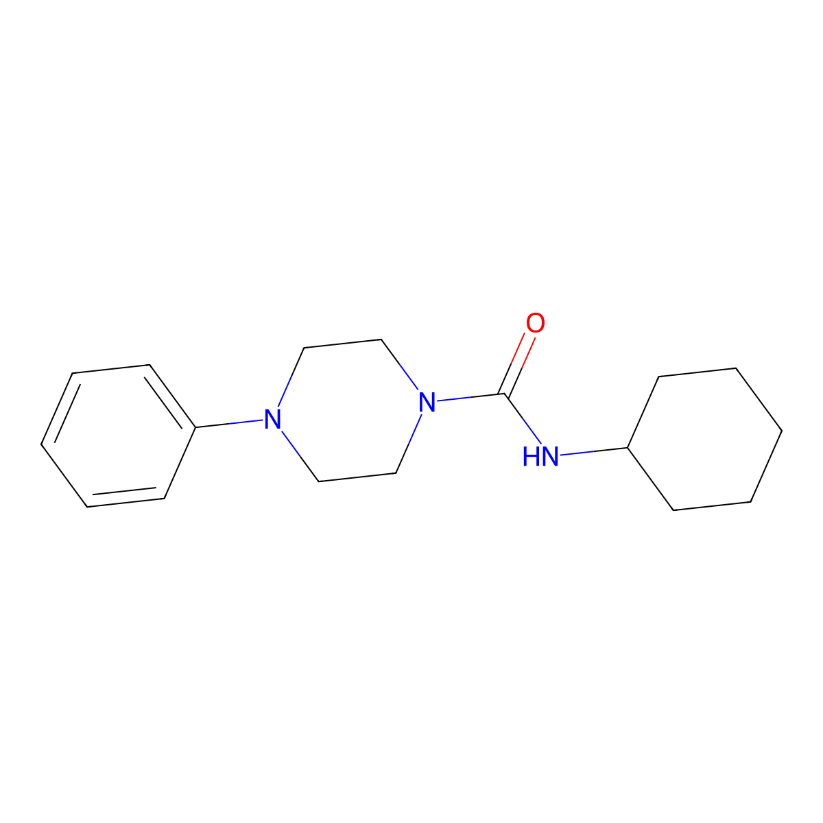 N-cyclohexyl-4-phenylpiperazine-1-carboxamide molecular structure, CAS 21436-93-1