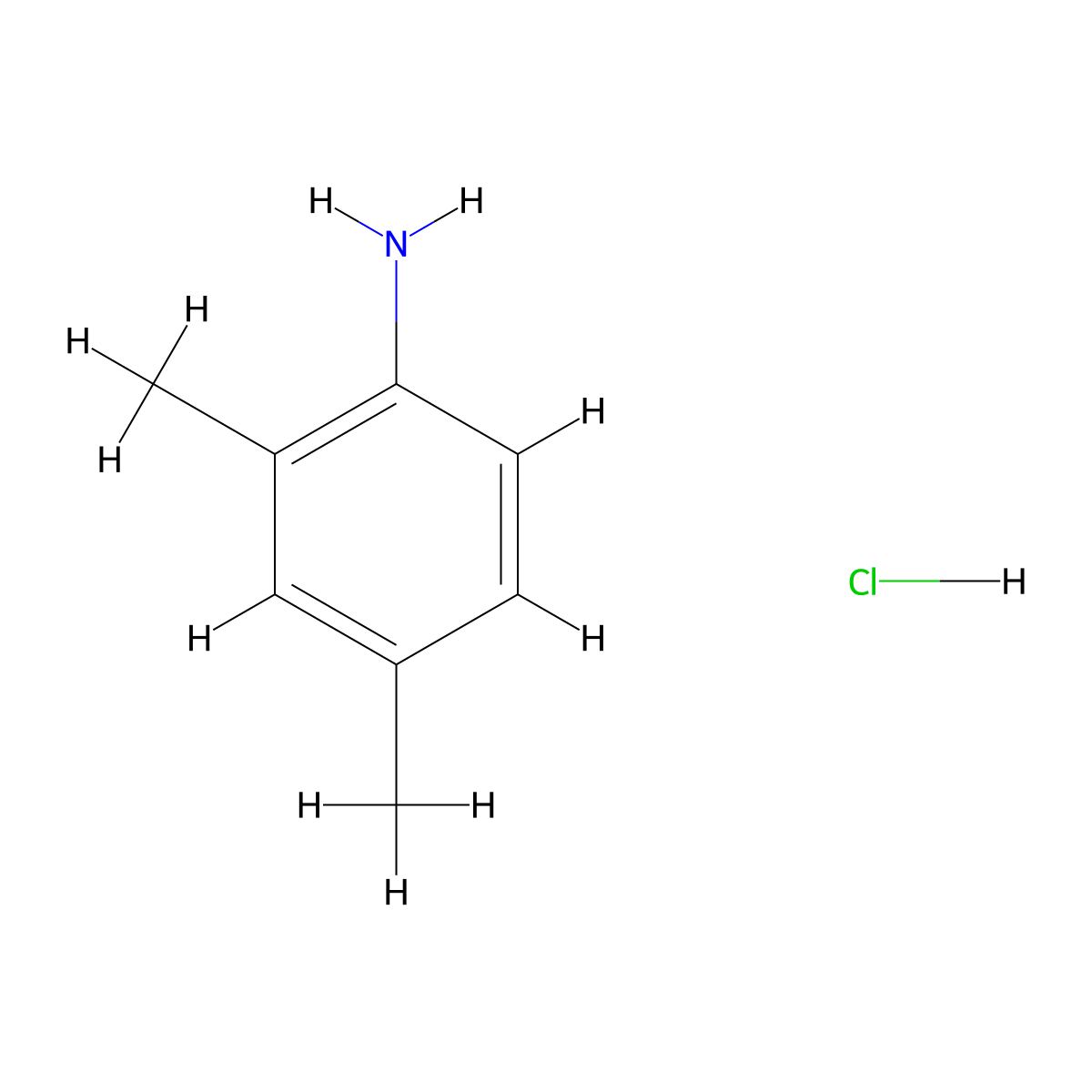 Benzenamine, 2,4-dimethyl-, hydrochloride (1:1) molecular structure, CAS 21436-96-4