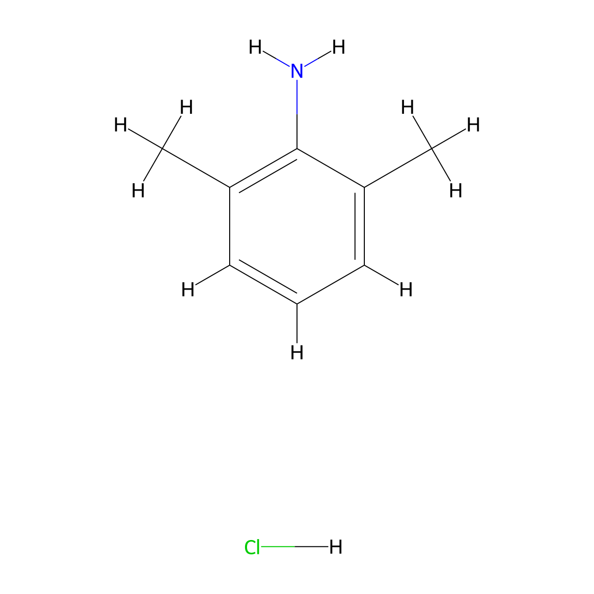 Benzenamine, 2,6-dimethyl-, hydrochloride (1:1) molecular structure, CAS 21436-98-6