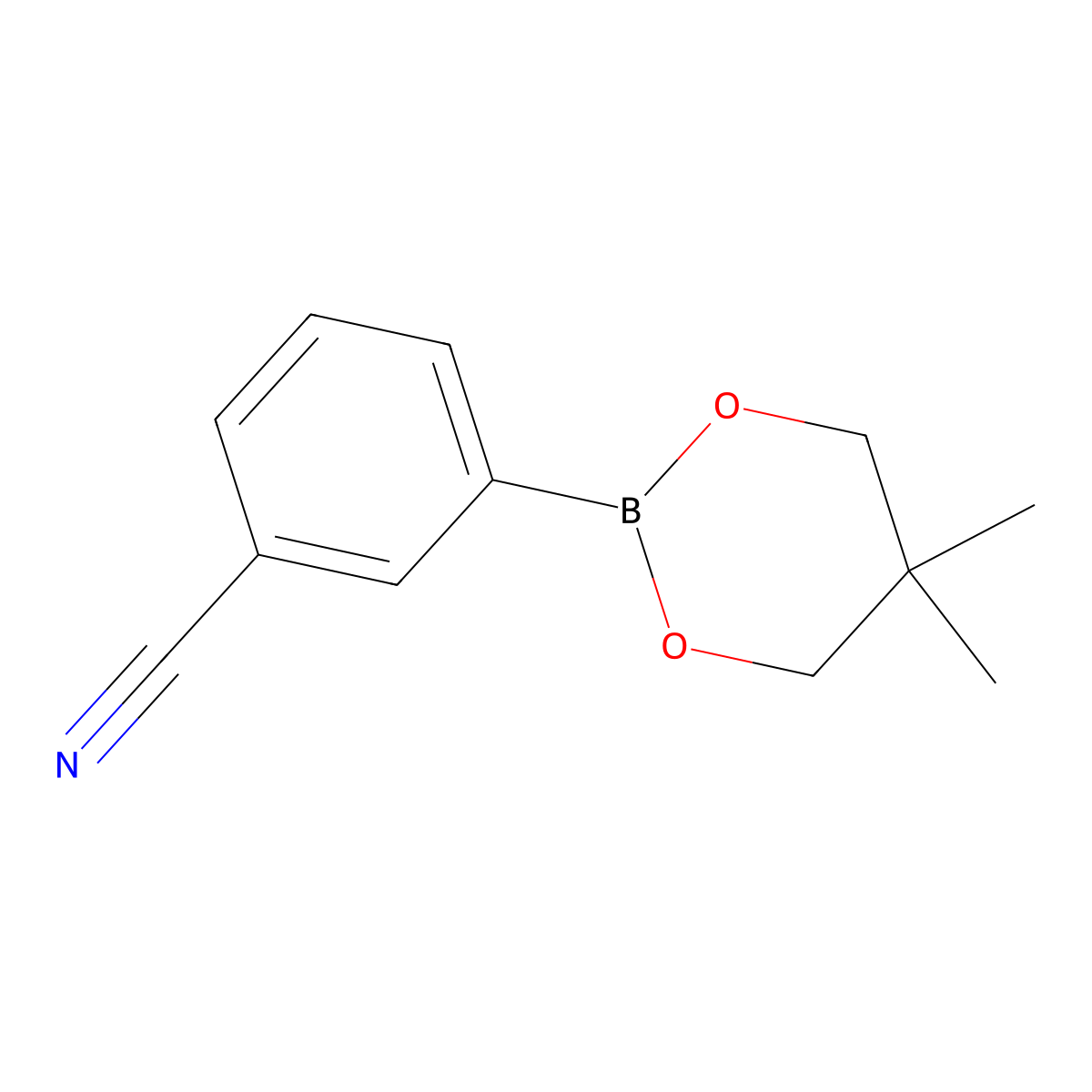 3-(5,5-Dimethyl-1,3,2-dioxaborinan-2-yl)benzonitrile molecular structure, CAS 214360-45-9