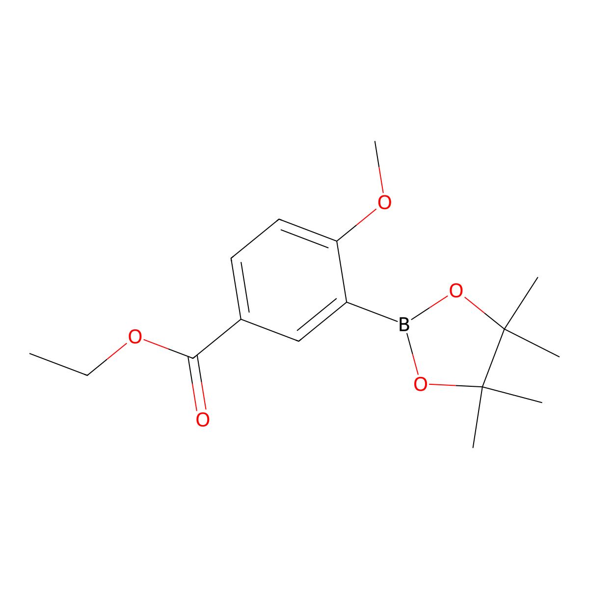 Ethyl 4-methoxy-3-(tetramethyl-1,3,2-dioxaborolan-2-yl)benzoate molecular structure, CAS 214360-61-9